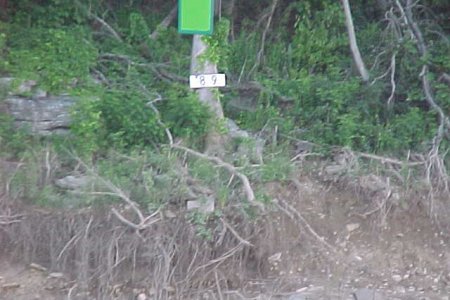 Mile marker on Cumberland river