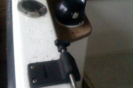Downrigger plate, looking aft