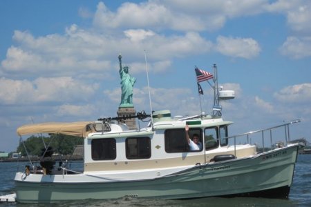 Traveler at Statue of Liberty