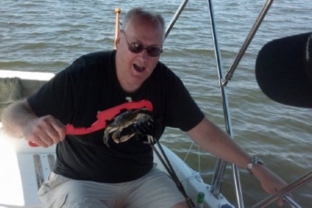Me with crab, Wye River, Maryland