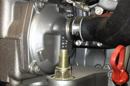 Front of charge air cooler and thermostat housing