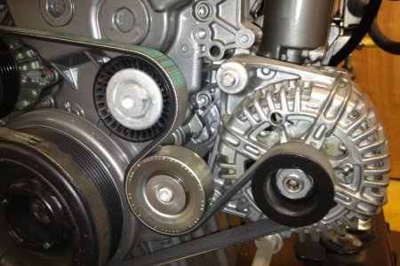 Closeup of Alternator belt tensioner