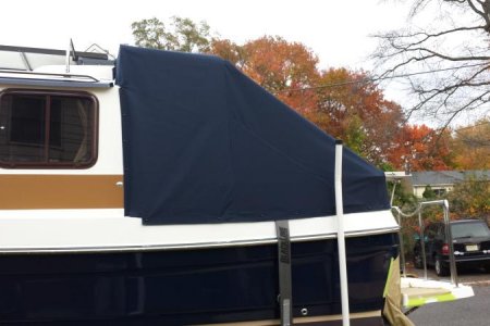 Canvas Keeps cockpit dry and leaves out while not under winter cover.