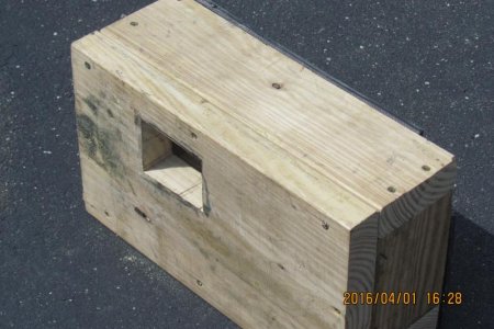 Land based A.C. support box for window ac unit placed in our back doorway