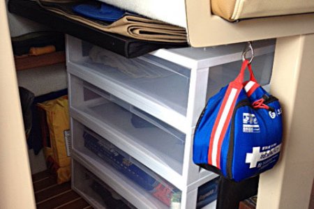 Stacking Drawers in Cave; First Aid Kit