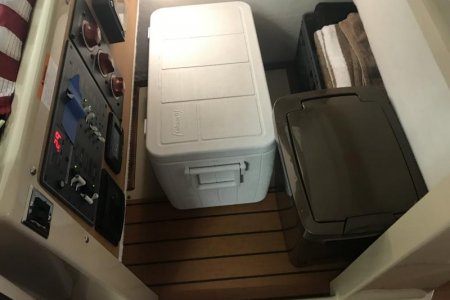 Cooler, Trash, and Storage.