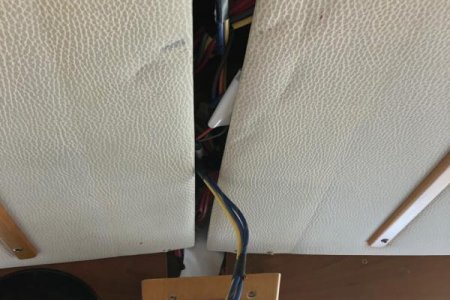 C-28 cabin forward, trim removed for camera install