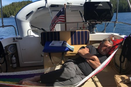 Modified a hammock for lounging.