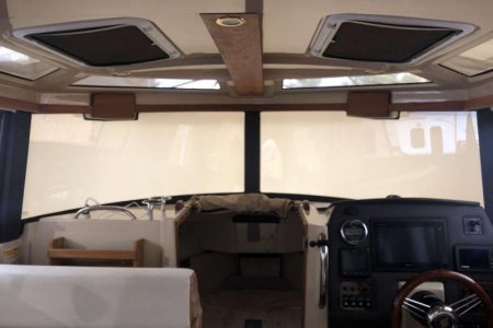 Inside view, allows some light to come in.  Will keep cabin cooler while trailering.