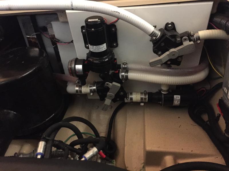 Added Y valve (top valve) for macerator driven pump out to sewer line.