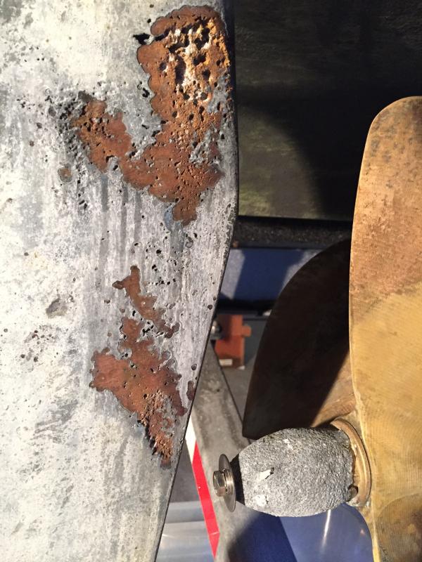 Cavitation errosion starboard side of rudder