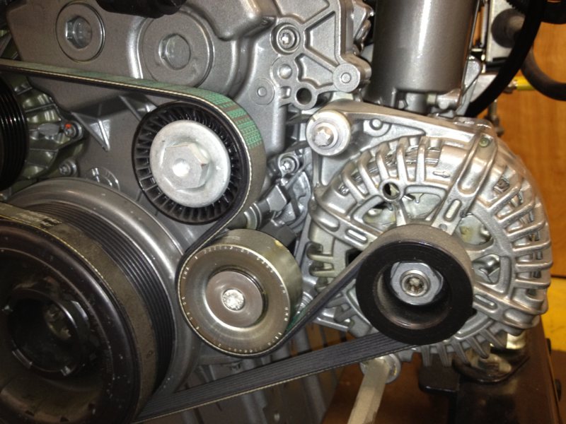 Closeup of Alternator belt tensioner