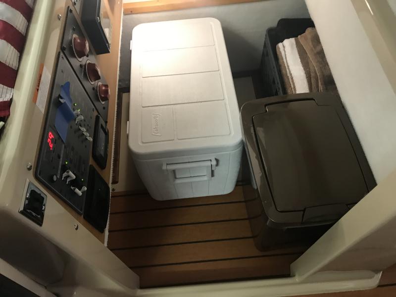 Cooler, Trash, and Storage.