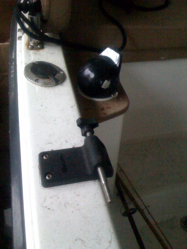 Downrigger plate, looking aft