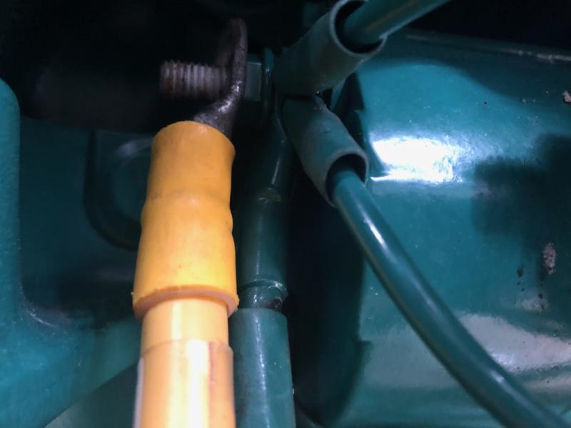 Engine ground on post showing oversize