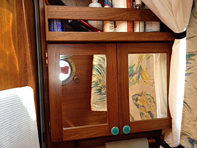 Head cabinets and teak rack