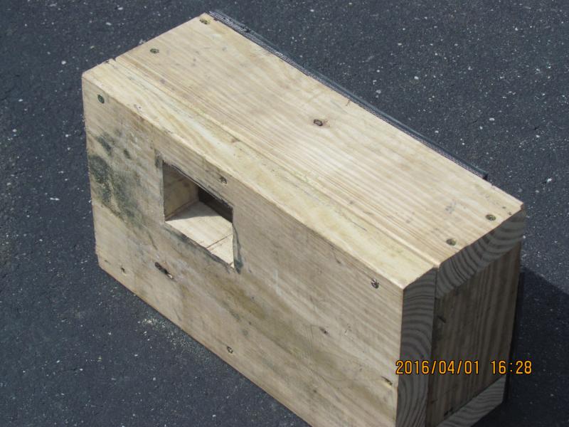 Land based A.C. support box for window ac unit placed in our back doorway