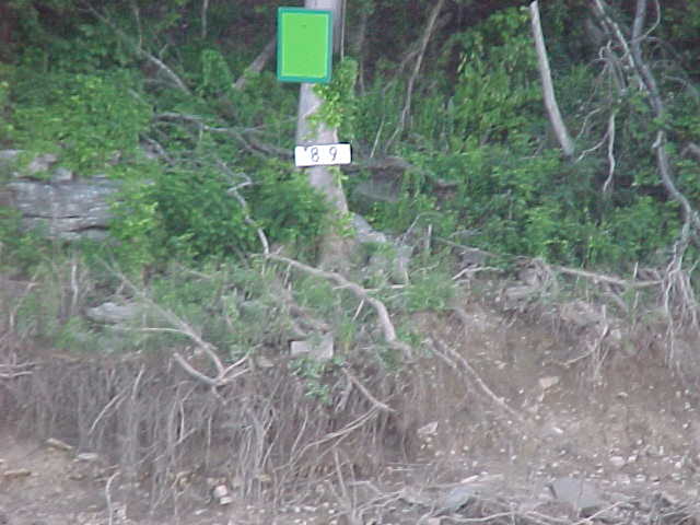 Mile marker on Cumberland river