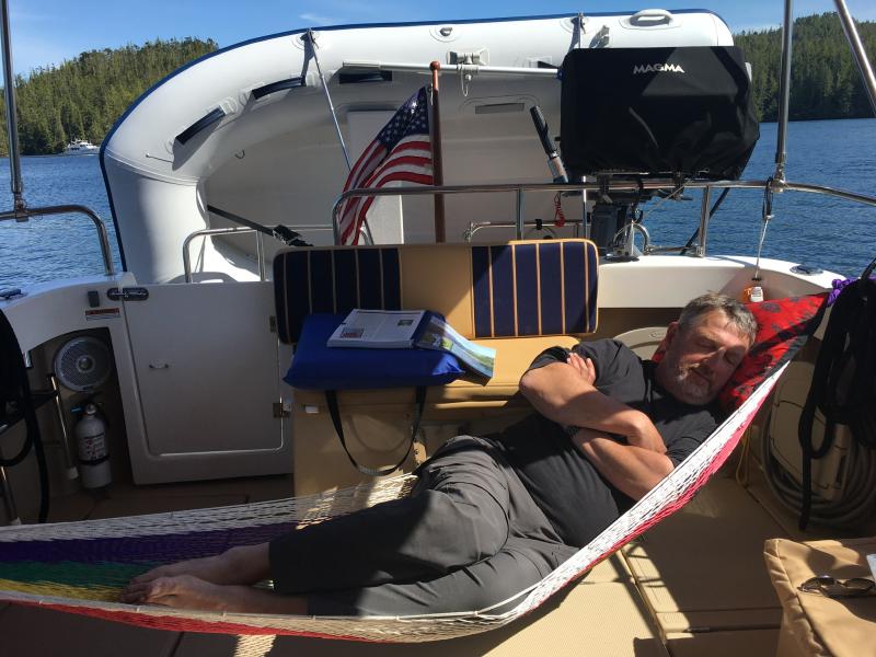 Modified a hammock for lounging.