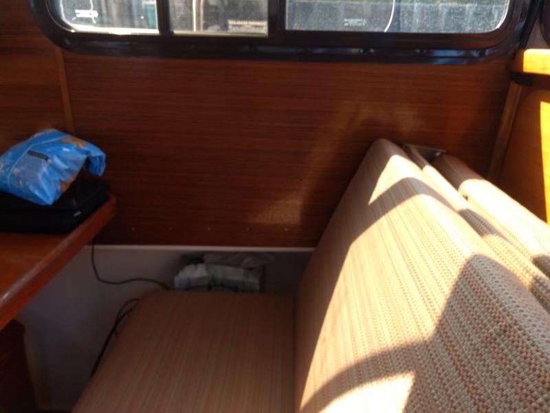 New upolstery and teak panelling on bulkhead