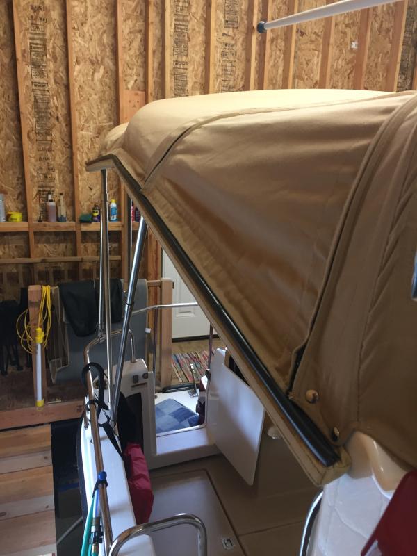 Starboard side Bimini drip rail forward section drip location