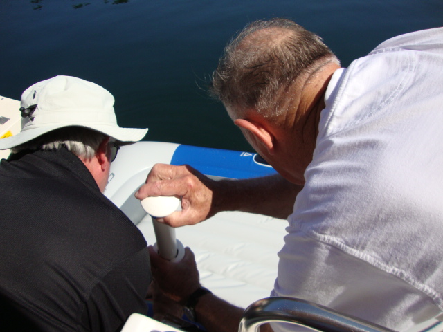 Sucia - Joe & Fred inflating the FM dinghy