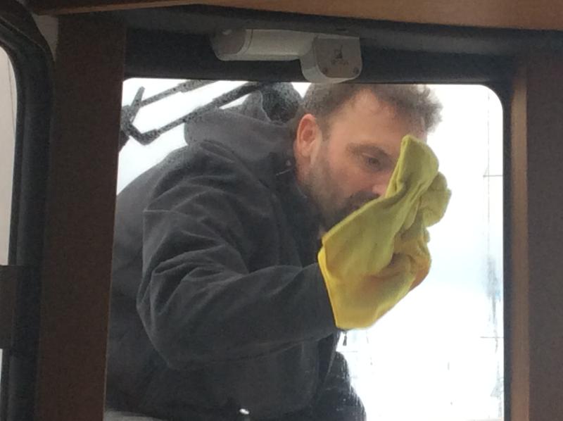 Tim hard at work preparing the tint
