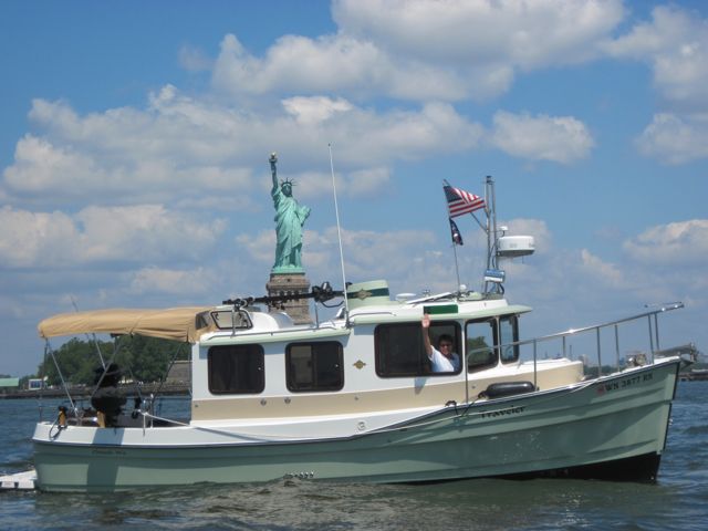 Traveler at Statue of Liberty