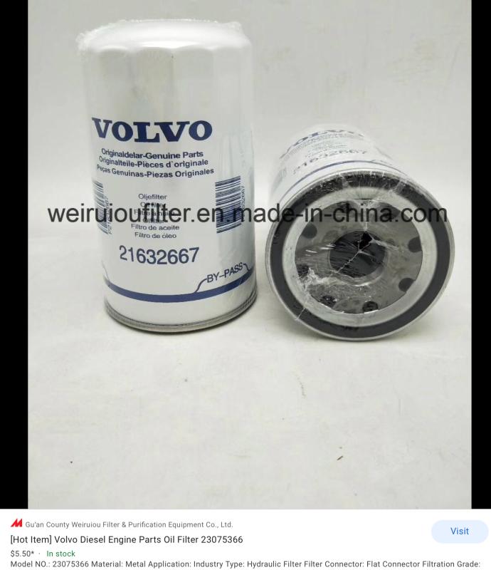 Volvo Penta branded Oil Filter Made in China